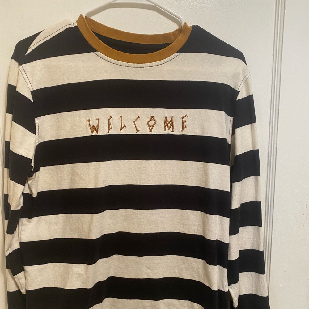 "Welcome" long sleeve shirt. Details on Listing Details